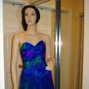Vintage 1990s Multi-Color Strapless Dress. Holidays! Ballroom Dancing! Size:5/6